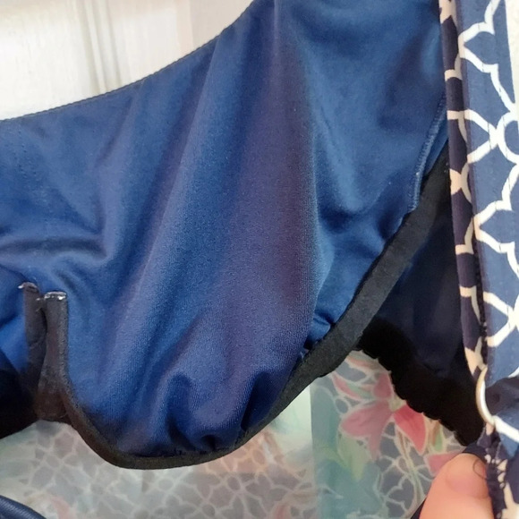 Lane Ends Square Neck Underwire Tankini Top Swimsuit Adjustable Straps Size 14L - Picture 8 of 11